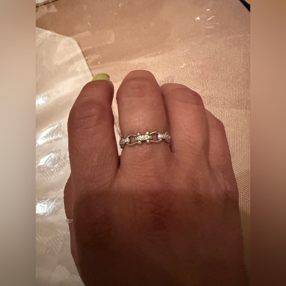 Sterling Silver Women's Ring with Sparkling Accents - Picture 1 of 7